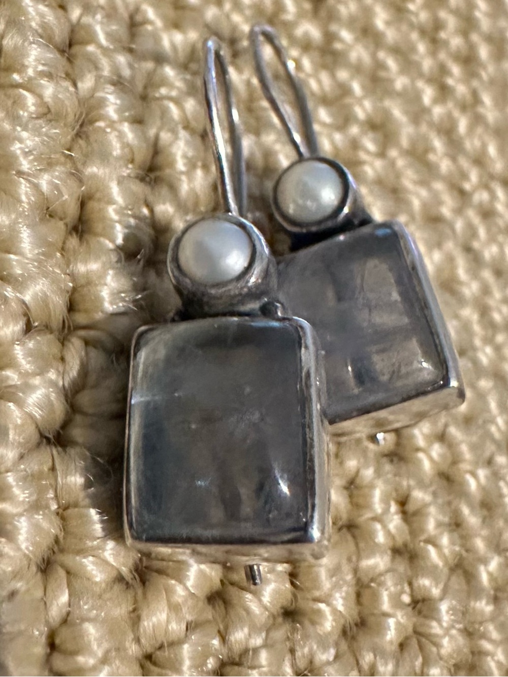 Sterling Silver Sundance labradorite and Pearl Drop Earrings - Picture 3 of 10
